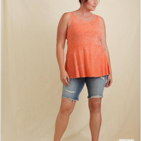 Torrid Tank Top Coral Ribbed Peplum- Ribbed Mineral Wash Size 3 NWOT - Picture 8 of 12